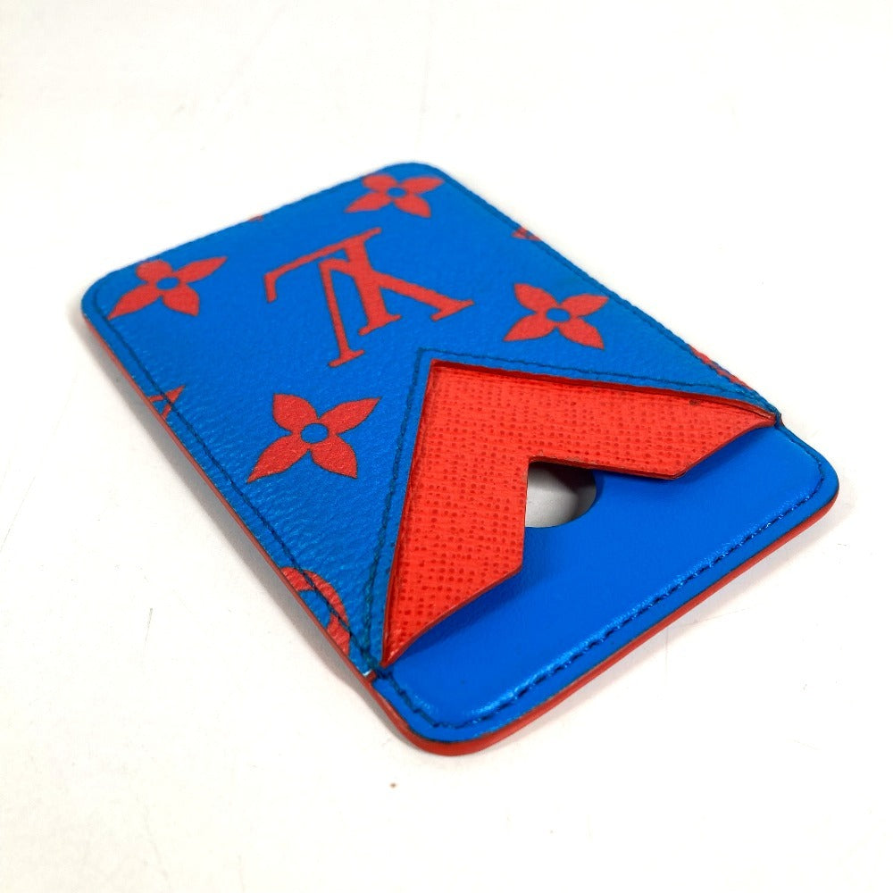 LOUIS VUITTON M15034 Monogram Glow Porte Cult Magnet MagSafe business card holder/pass case Card Case MonogramCanvas blue/Orange Used