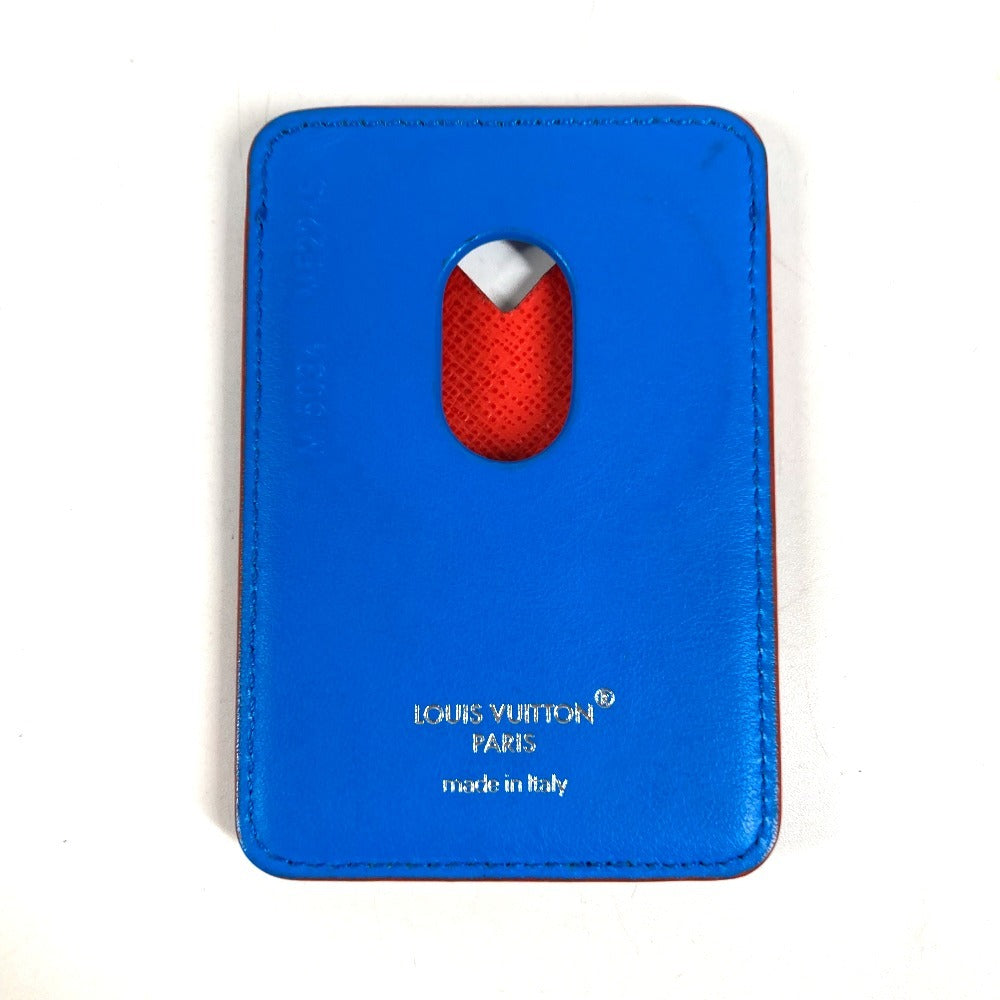 LOUIS VUITTON M15034 Monogram Glow Porte Cult Magnet MagSafe business card holder/pass case Card Case MonogramCanvas blue/Orange Used