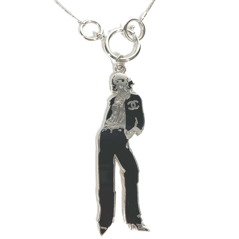 CHANEL 03P Mademoiselle CC CC Mark Accessories Necklace Metal Black/Silver Used