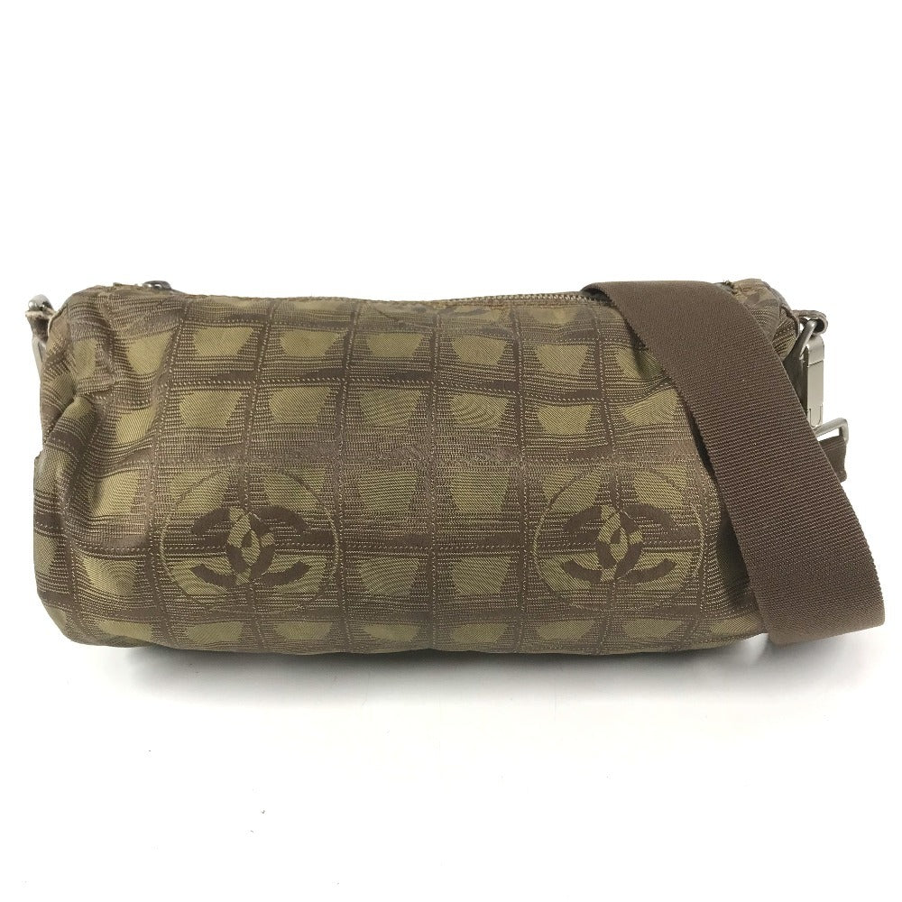 CHANEL New travel line Cylindrical CC CC Mark logo Vintage Chanel shoulder bag. Shoulder Bag Leather / Nylon khaki Used