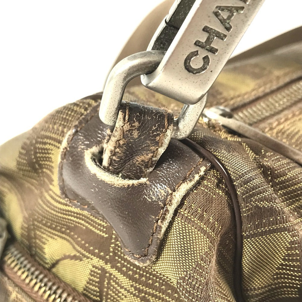 CHANEL New travel line Cylindrical CC CC Mark logo Vintage Chanel shoulder bag. Shoulder Bag Leather / Nylon khaki Used