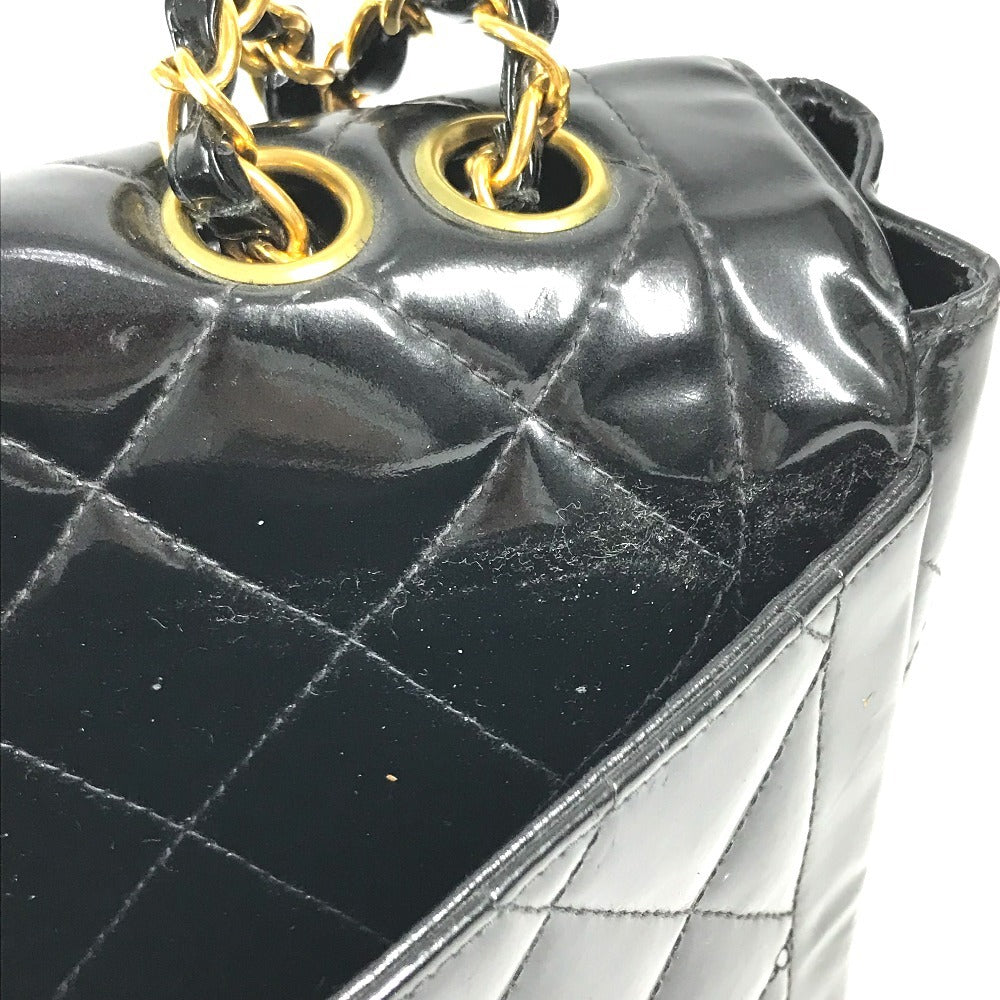 CHANEL vintage Matelasse Quilted CC CC Mark Logo Bag Double Chain Chain Bag Flap Shoulder Bag Patent Leather Black/GoldHardware Used