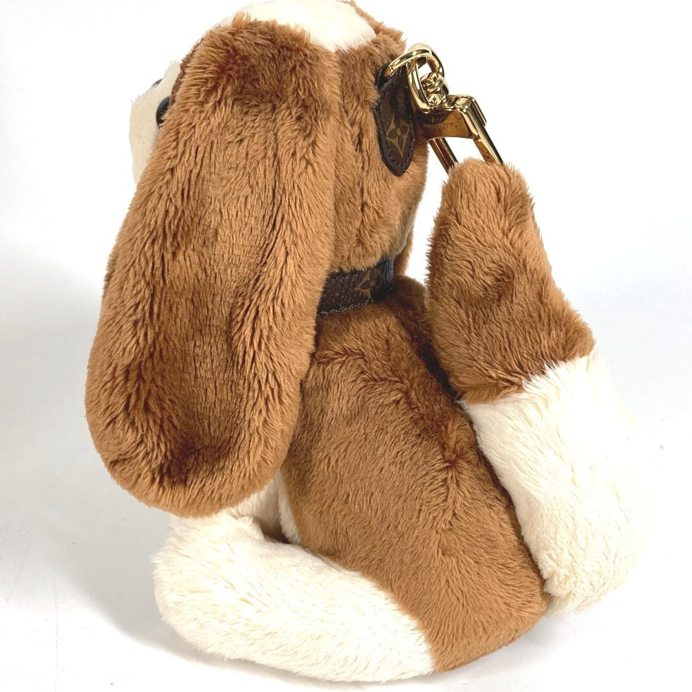 LOUIS VUITTON M03388 Monogram Bag Charm LV Dog Dog Charm Key Holder Faux fur Brown/White Used