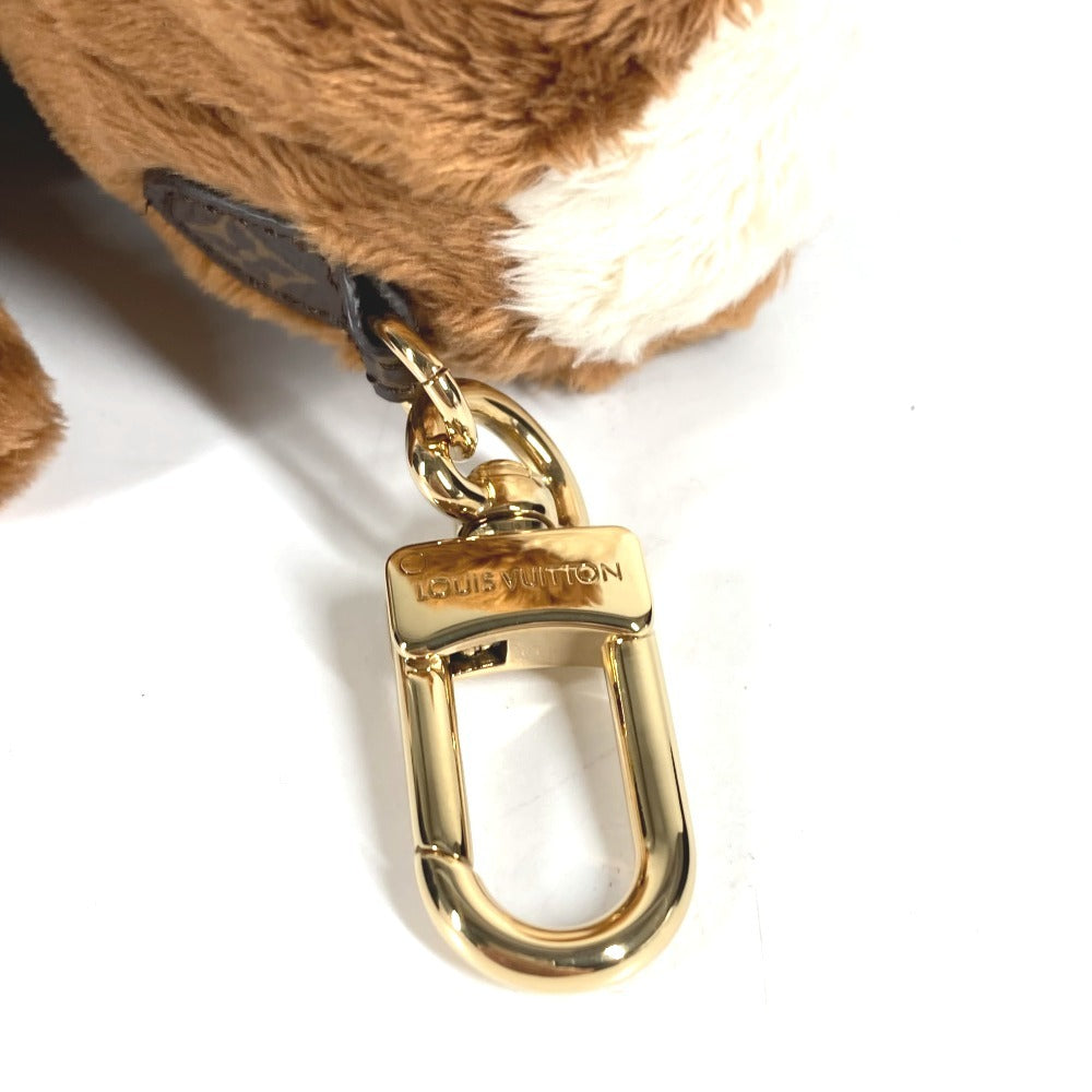 LOUIS VUITTON M03388 Monogram Bag Charm LV Dog Dog Charm Key Holder Faux fur Brown/White Used