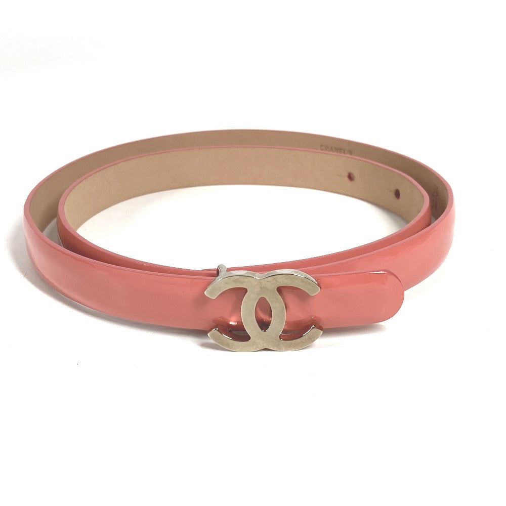 CHANEL B11P CC CC Mark logo Thin belt, belt for bottoms, buckle belt Patent Leather pink Used