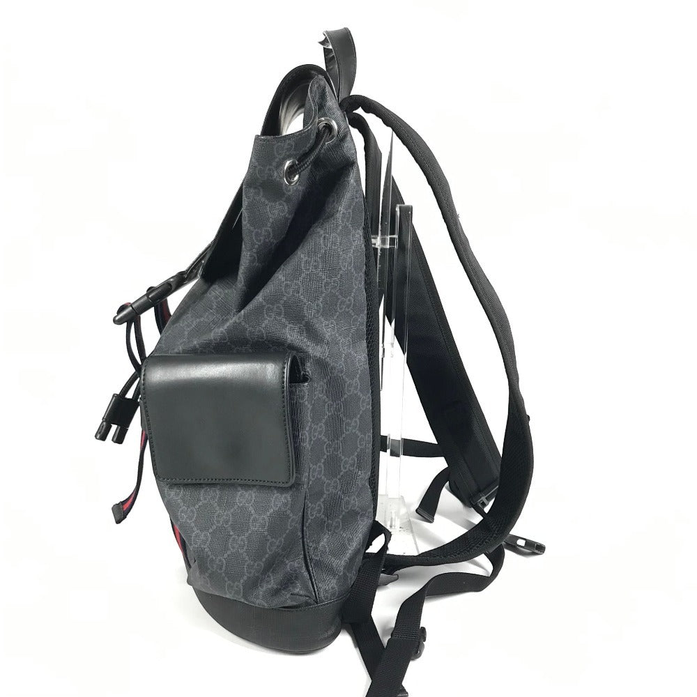 GUCCI 495563 GG Supreme logo bag backpack Backpack PVC/Leather Black Used