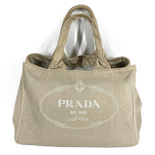 PRADA Canapa logo Bag Shoulder Bag Tote Bag Hand Bag Canvas Beige Used