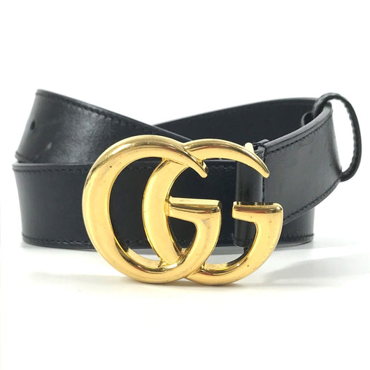 GUCCI 414516 GG logo buckle Belts for bottoms Accessories belt Leather Black/Gold Used