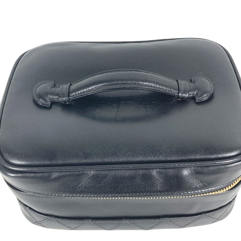 CHANEL CC CC Mark logo vintage Picorole vanity bag Makeup box Hand Bag Leather Black Used