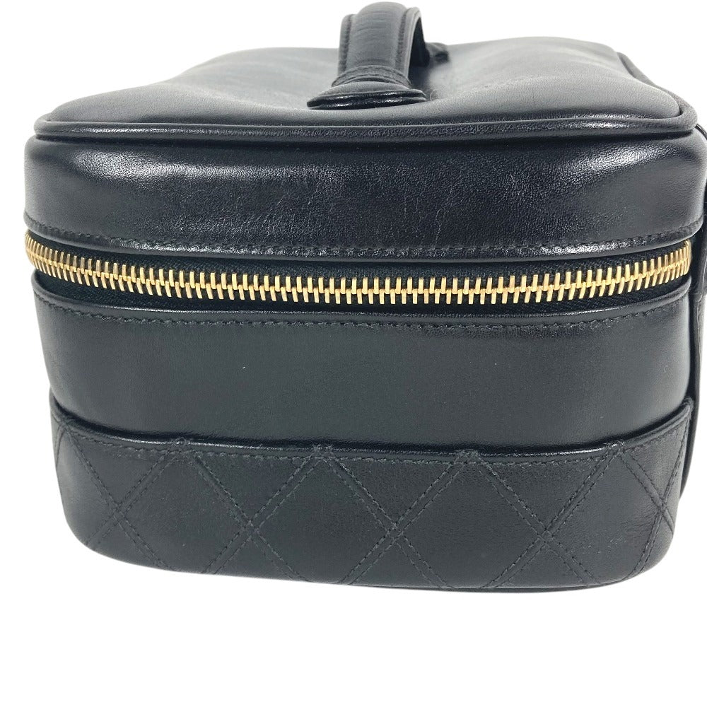 CHANEL CC CC Mark logo vintage Picorole vanity bag Makeup box Hand Bag Leather Black Used