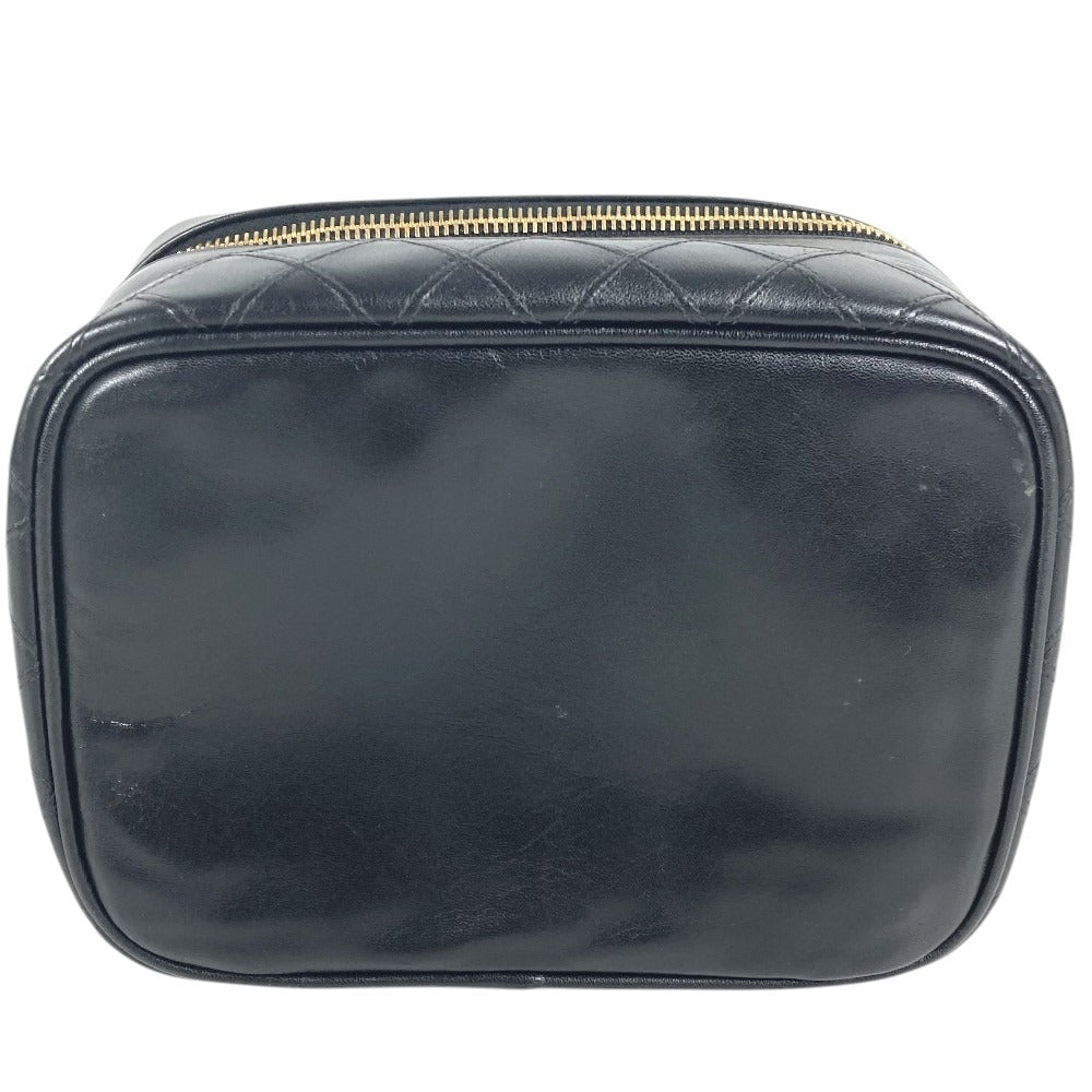 CHANEL CC CC Mark logo vintage Picorole vanity bag Makeup box Hand Bag Leather Black Used