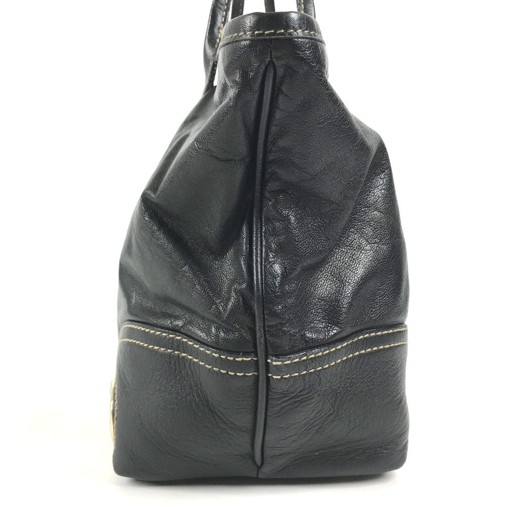 GUCCI 169946 New Brit GG Logo Bag Shoulder Bag Tote Bag Shoulder Bag Leather Black Used