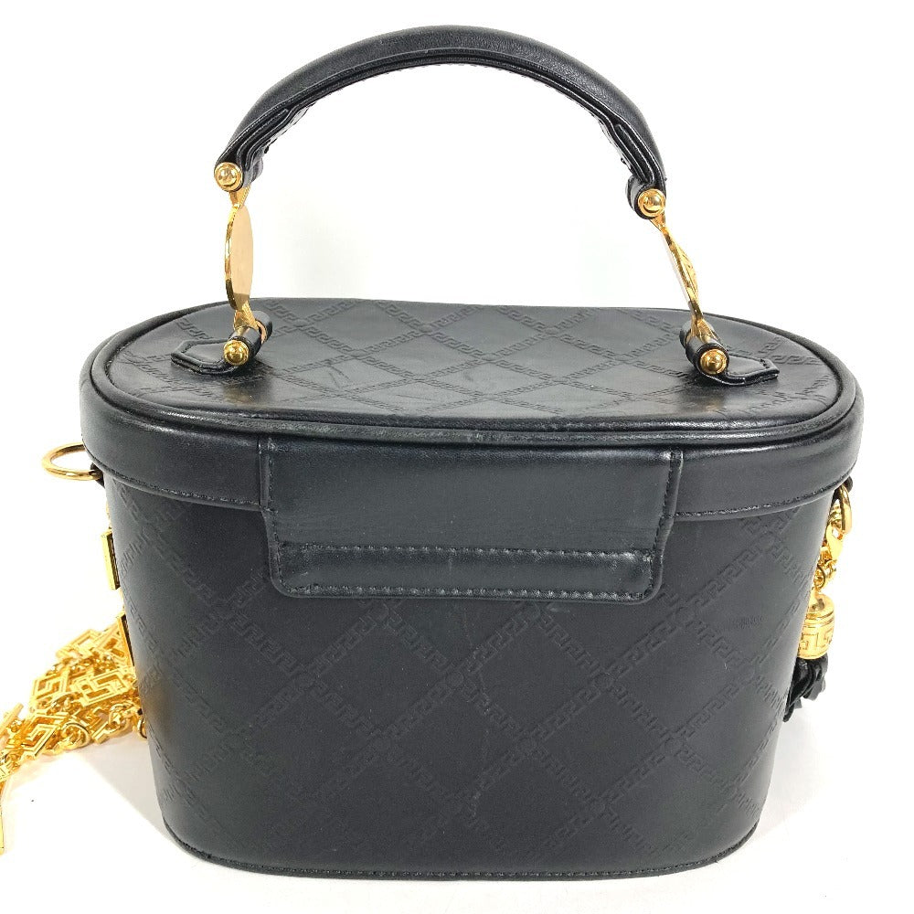 VERSACE vintage Sunburst Logo Vanity Bag Crossbody bag, handbag, fringe, tassel Shoulder Bag Leather Black/Gold Used