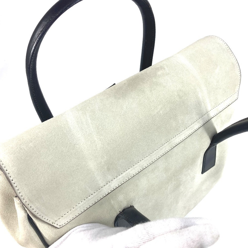 GUCCI 000 0844 Vintage Logo Tote Bag Flap Handbag Suede/Leather Unisex Black