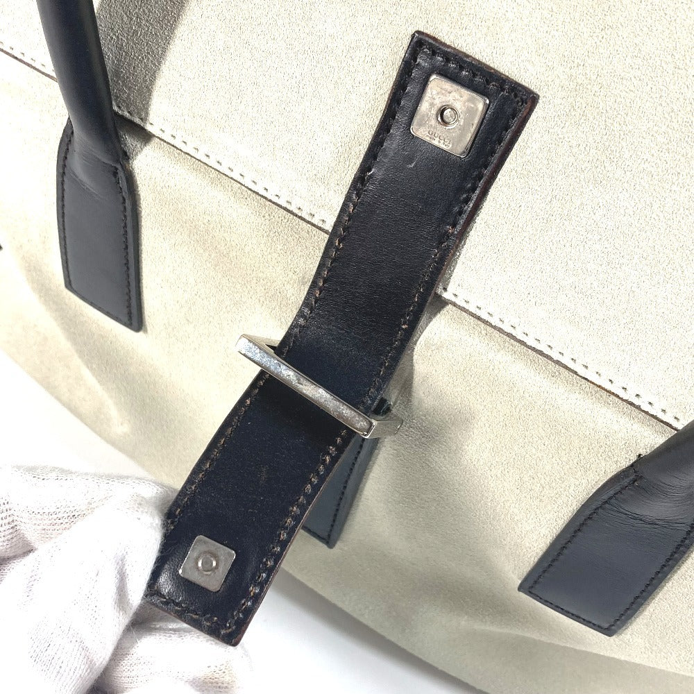 GUCCI 000 0844 Vintage Logo Tote Bag Flap Handbag Suede/Leather Unisex Black