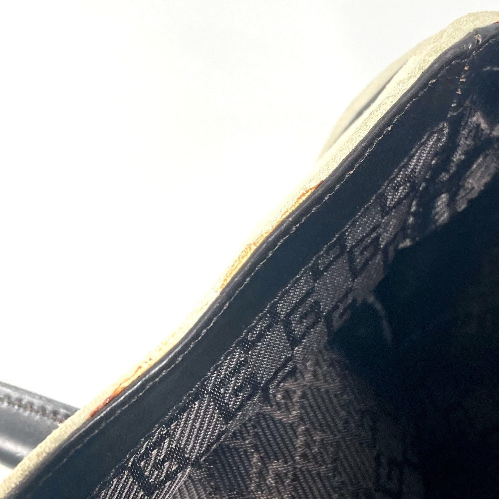 GUCCI 000 0844 Vintage Logo Tote Bag Flap Handbag Suede/Leather Unisex Black