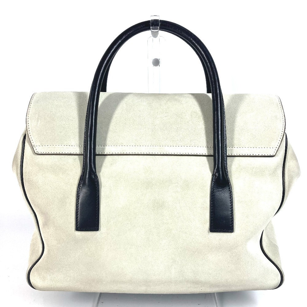 GUCCI 000 0844 Vintage Logo Tote Bag Flap Handbag Suede/Leather Unisex Black