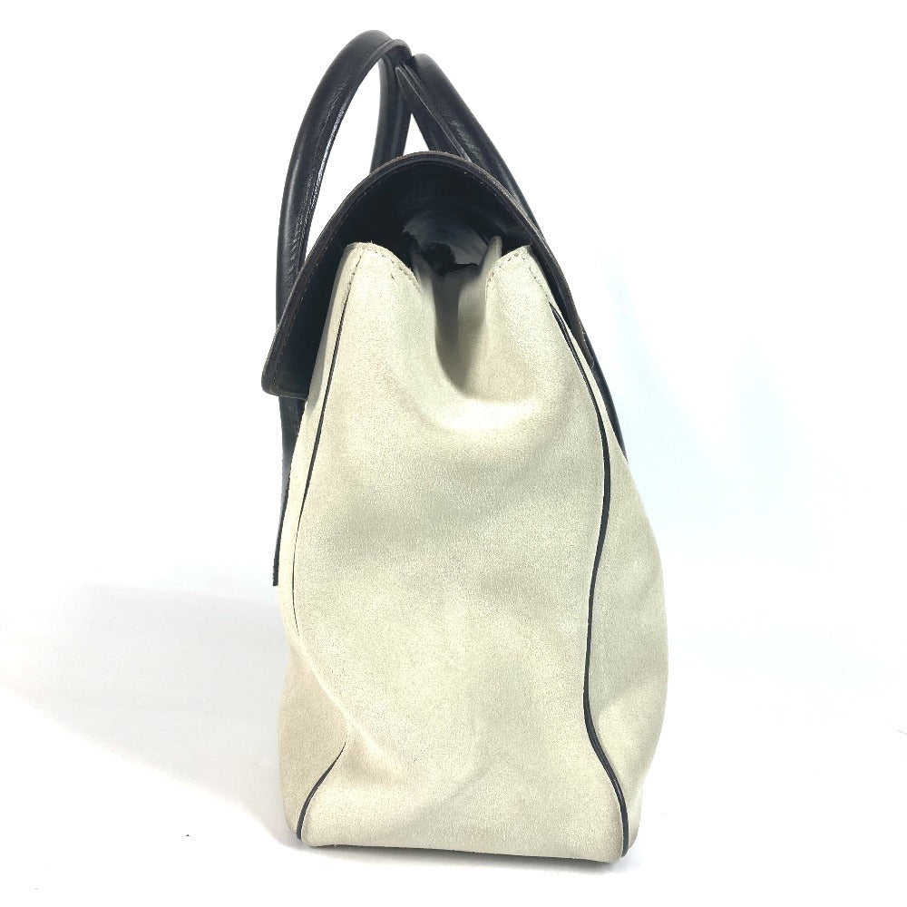 GUCCI 000 0844 Vintage Logo Tote Bag Flap Handbag Suede/Leather Unisex Black