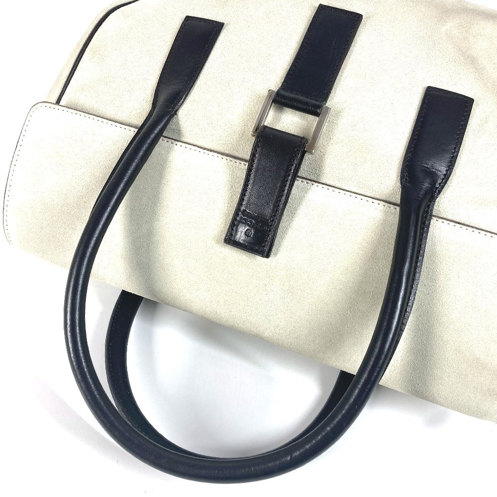 GUCCI 000 0844 Vintage Logo Tote Bag Flap Handbag Suede/Leather Unisex Black