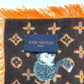 LOUIS VUITTON MP2265 Large Scarf, Etoile Catgram, Cat Fringe Shawl Stole, Wool, Women's, Brown