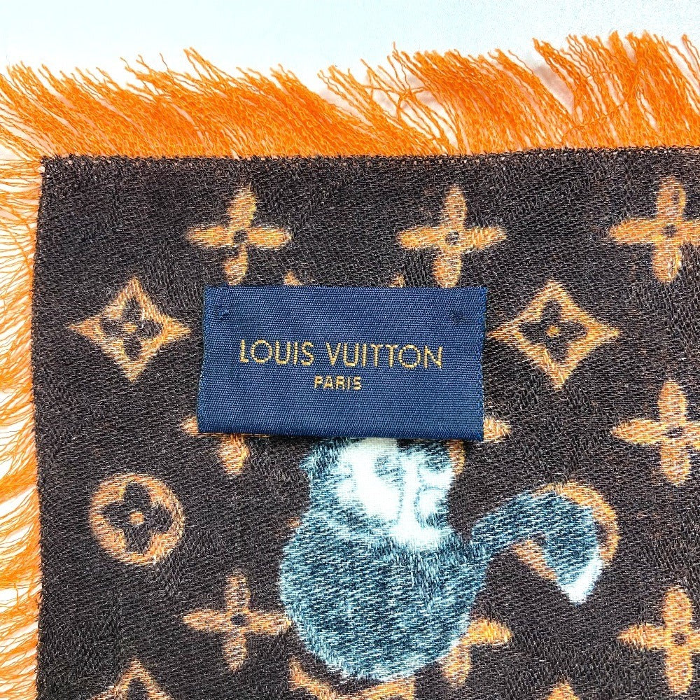 LOUIS VUITTON MP2265 Large Scarf, Etoile Catgram, Cat Fringe Shawl Stole, Wool, Women's, Brown