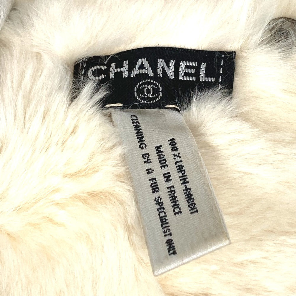 CHANEL ヴィンテージ CC ココマーク ロゴ ファー ラビット アクセサリー バングル ブレスレット ファー ユニセックス ブラック