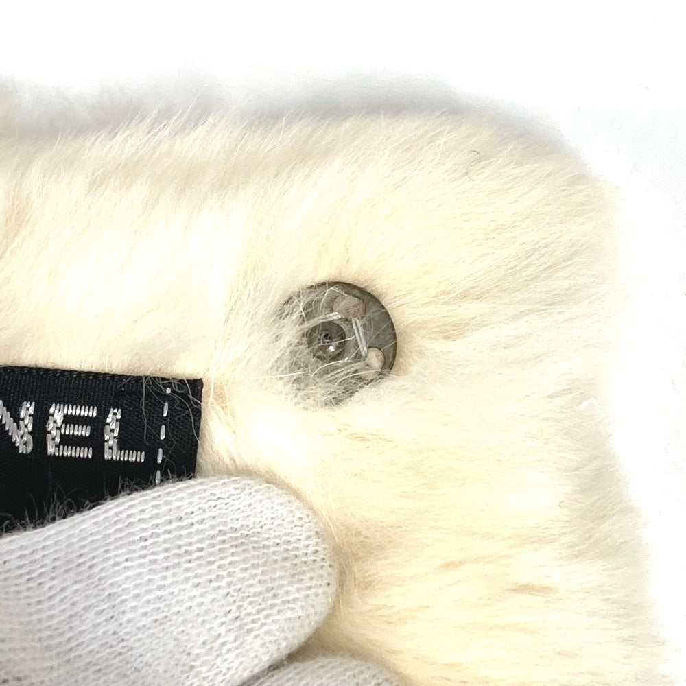 CHANEL ヴィンテージ CC ココマーク ロゴ ファー ラビット アクセサリー バングル ブレスレット ファー ユニセックス ブラック