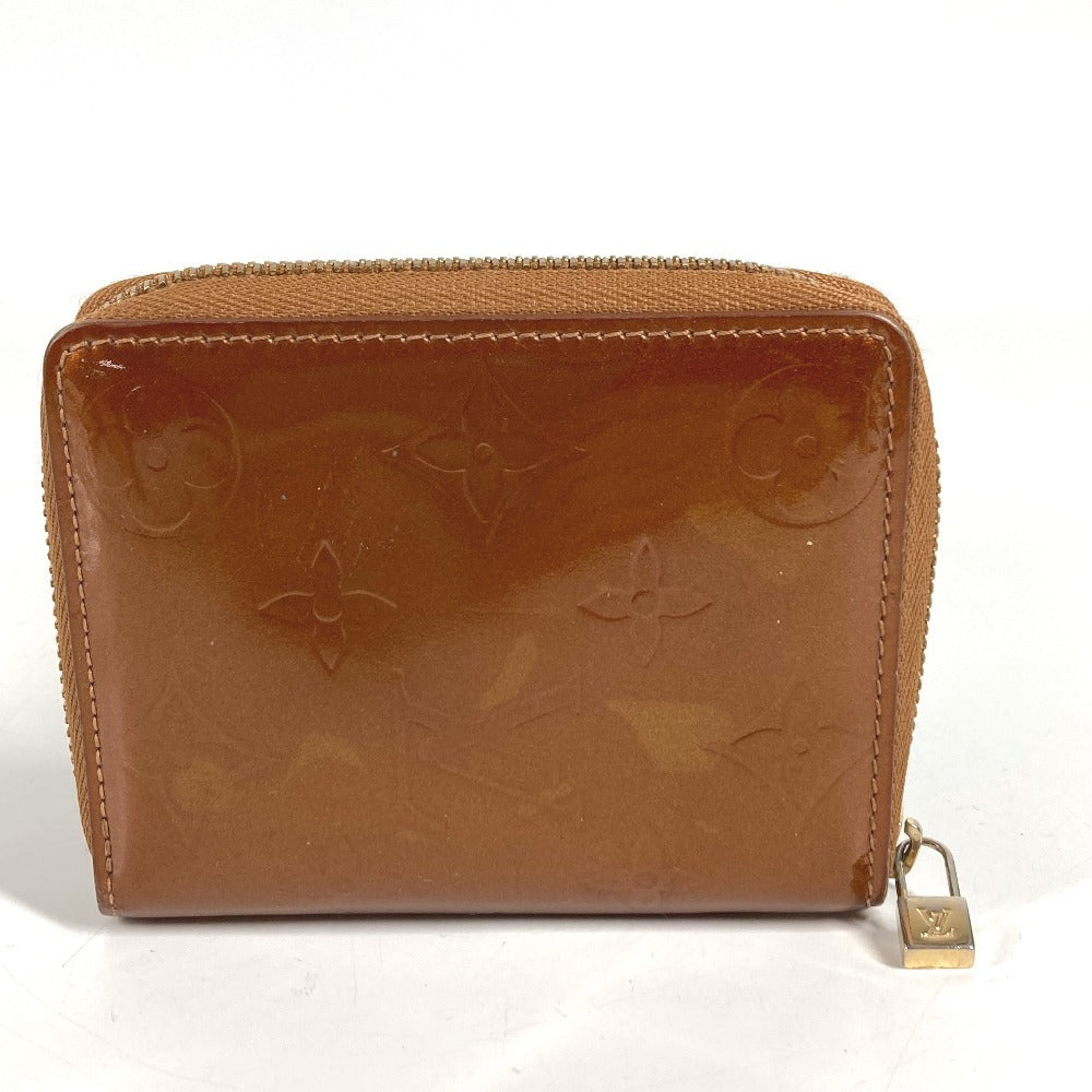 LOUIS VUITTON M91152 Monogram Vernis Bloom Compact Wallet Round Zipper Bi-fold Wallet Monogram Vernis Canvas Unisex Bronze Brown