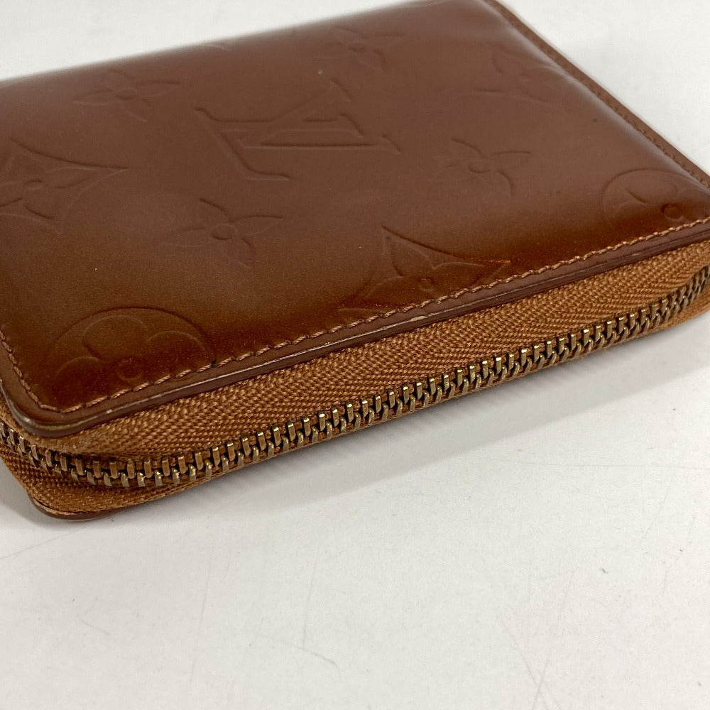 LOUIS VUITTON M91152 Monogram Vernis Bloom Compact Wallet Round Zipper Bi-fold Wallet Monogram Vernis Canvas Unisex Bronze Brown
