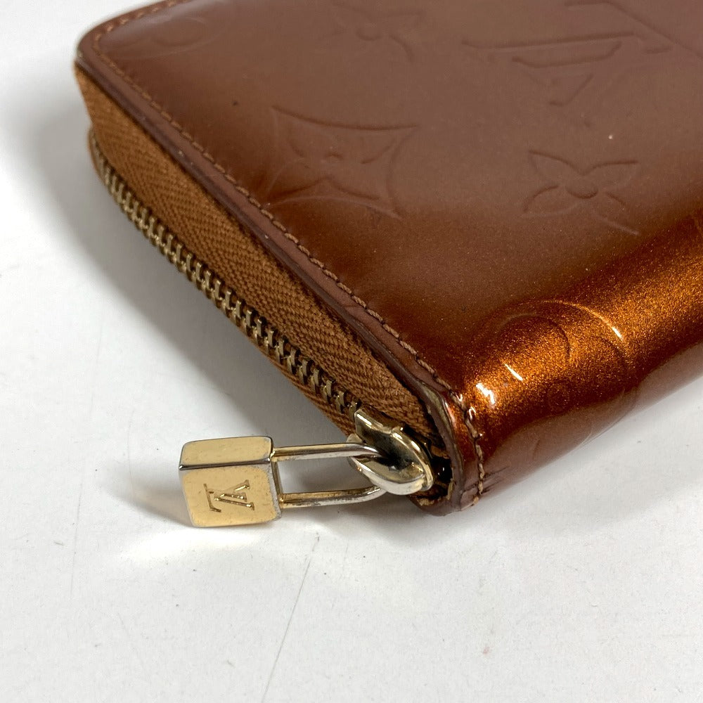 LOUIS VUITTON M91152 Monogram Vernis Bloom Compact Wallet Round Zipper Bi-fold Wallet Monogram Vernis Canvas Unisex Bronze Brown