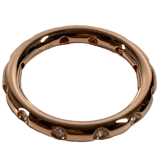 TIFFANY&Co. K18 18K Gold 11P Diamond Bisset Band Accessory Jewelry Ring Au750 Women's Pink Gold