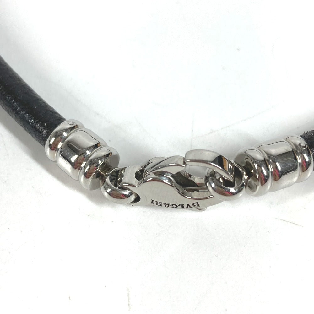 BVLGARI Choker Accessory Leather Necklace Unisex Black