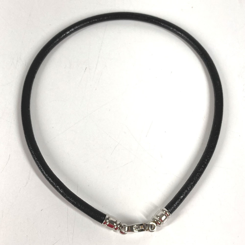 BVLGARI Choker Accessory Leather Necklace Unisex Black