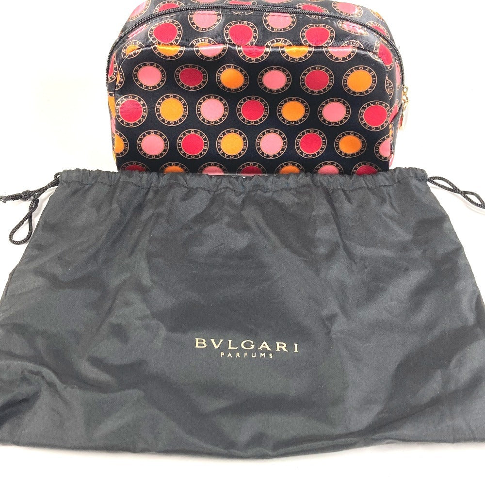 BVLGARI PARFUMS All-Over Logo Makeup Pouch Cosmetic Pouch Clutch Bag Pouch Polyester Unisex Black