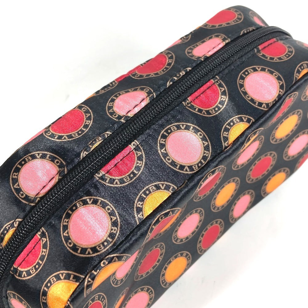 BVLGARI PARFUMS All-Over Logo Makeup Pouch Cosmetic Pouch Clutch Bag Pouch Polyester Unisex Black