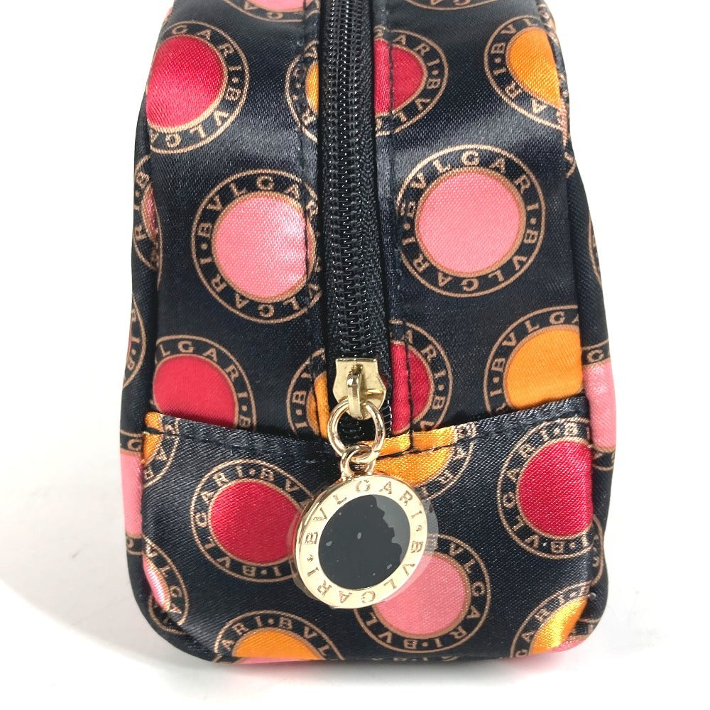 BVLGARI PARFUMS All-Over Logo Makeup Pouch Cosmetic Pouch Clutch Bag Pouch Polyester Unisex Black