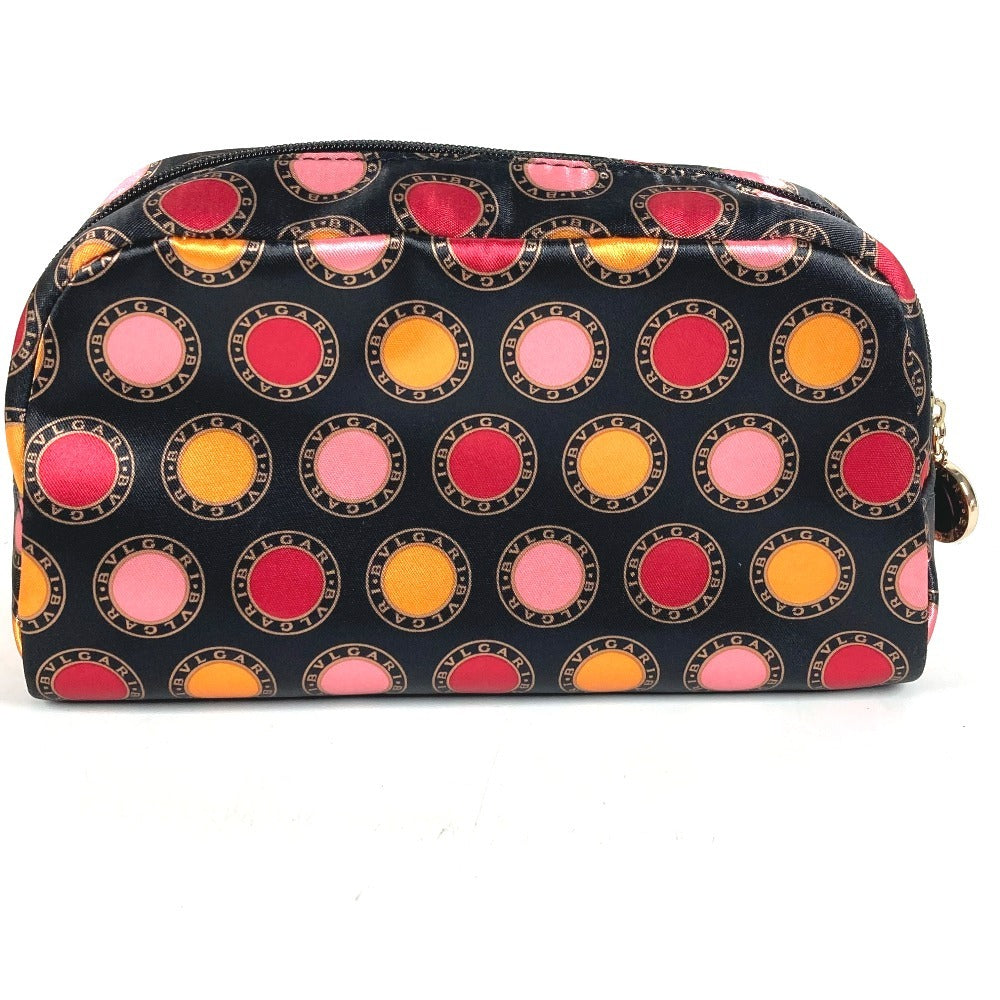BVLGARI PARFUMS All-Over Logo Makeup Pouch Cosmetic Pouch Clutch Bag Pouch Polyester Unisex Black