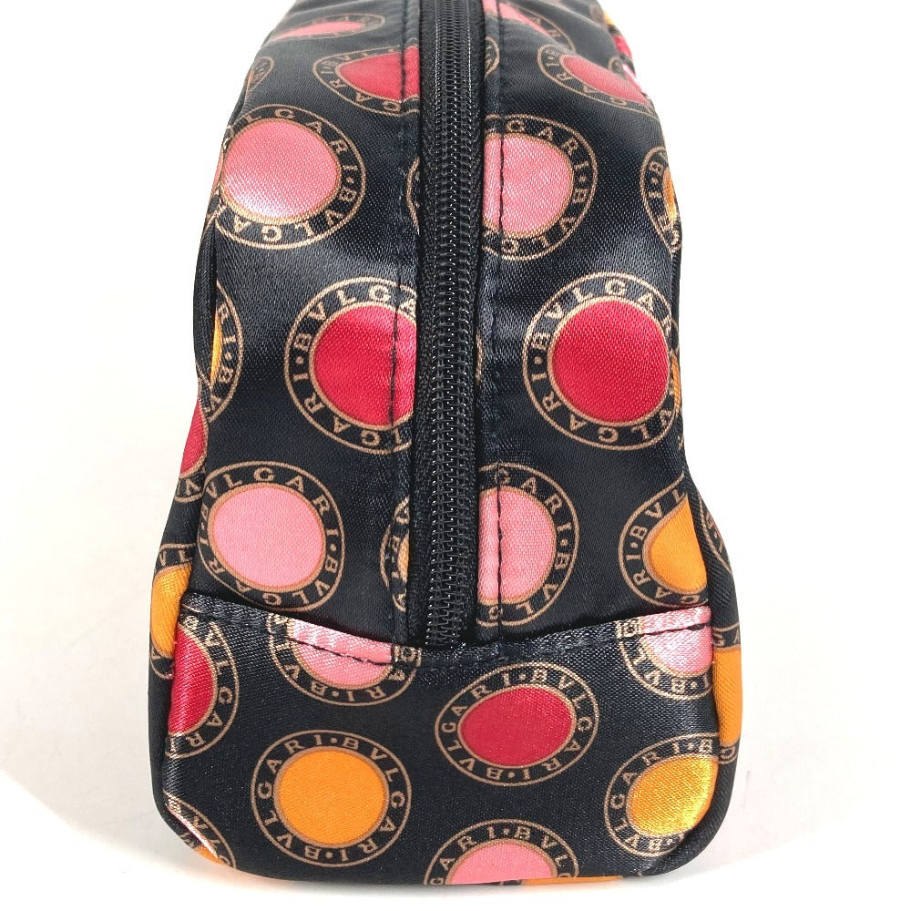 BVLGARI PARFUMS All-Over Logo Makeup Pouch Cosmetic Pouch Clutch Bag Pouch Polyester Unisex Black