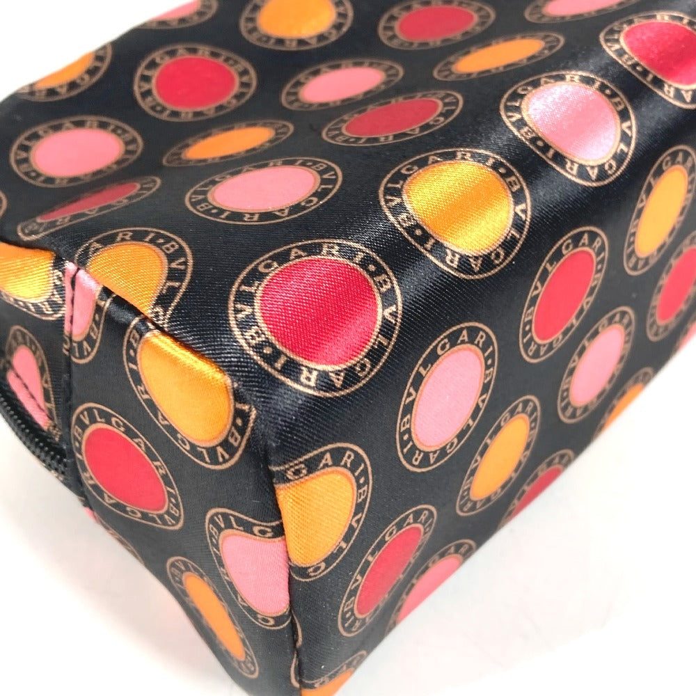 BVLGARI PARFUMS All-Over Logo Makeup Pouch Cosmetic Pouch Clutch Bag Pouch Polyester Unisex Black