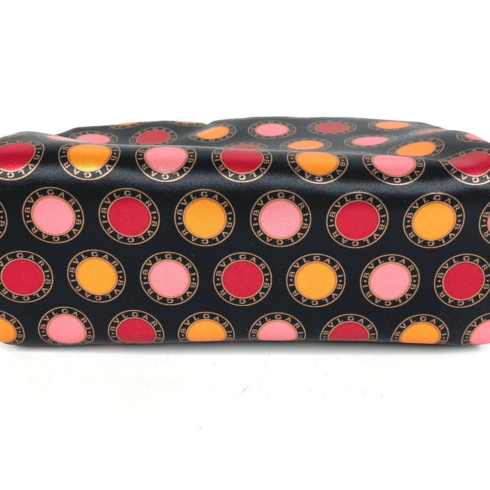 BVLGARI PARFUMS All-Over Logo Makeup Pouch Cosmetic Pouch Clutch Bag Pouch Polyester Unisex Black