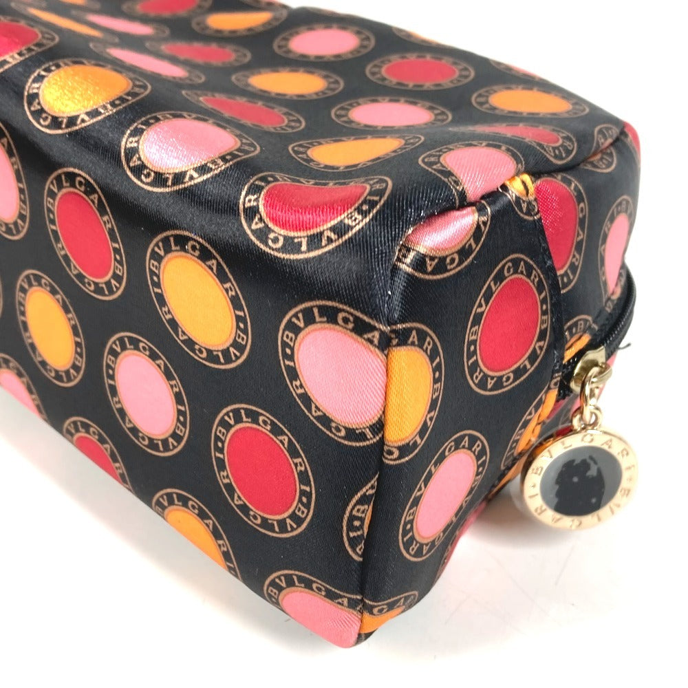 BVLGARI PARFUMS All-Over Logo Makeup Pouch Cosmetic Pouch Clutch Bag Pouch Polyester Unisex Black