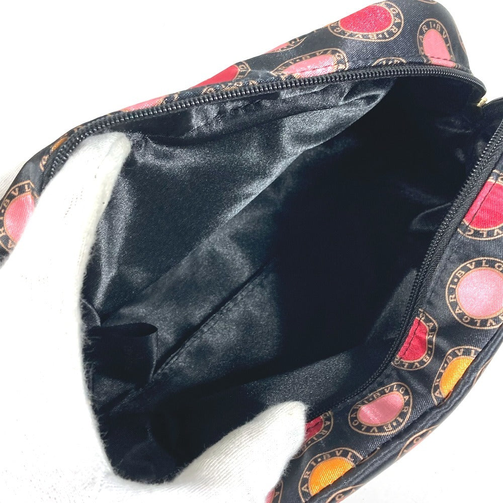 BVLGARI PARFUMS All-Over Logo Makeup Pouch Cosmetic Pouch Clutch Bag Pouch Polyester Unisex Black