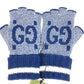 GUCCI 726586 Logo GG Fingerless Gloves Accessories Knitted Gloves Cashmere Women's Navy