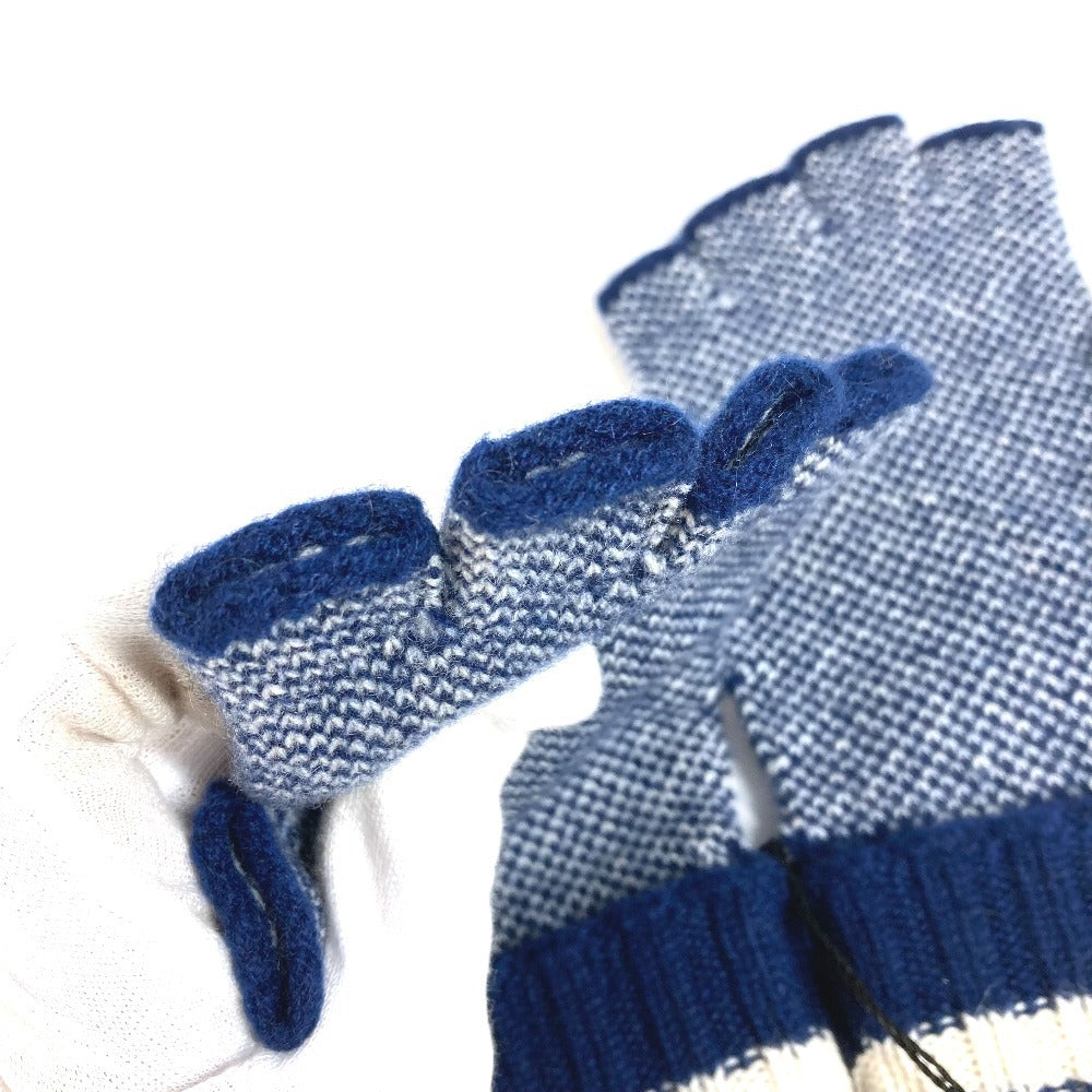 GUCCI 726586 Logo GG Fingerless Gloves Accessories Knitted Gloves Cashmere Women's Navy