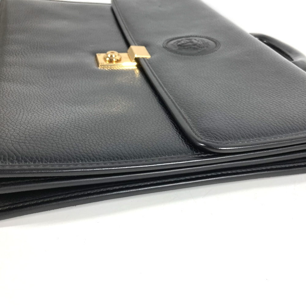 VERSACE ヴィンテージ メデューサ ロゴ カバン トートバッグ 書類バッグ ハンドバッグ ビジネスバッグ レザー ユニセックス ブラック