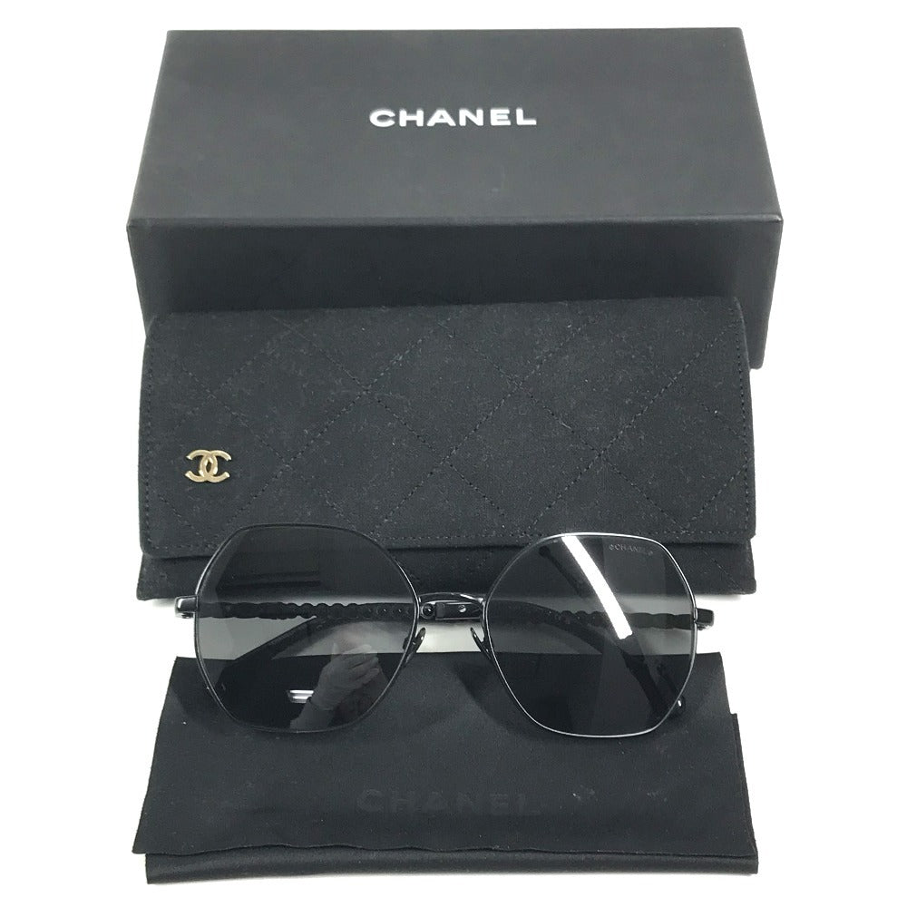 CHANEL 4281-Q-H Chain CC CC Mark logo eyewear glasses glasses sunglasses Metal Black Used
