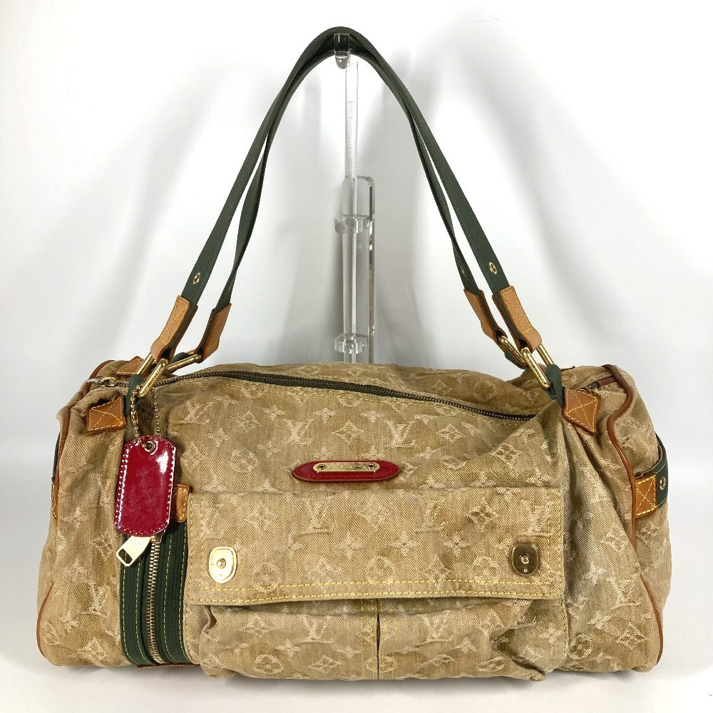 LOUIS VUITTON M95771 Monogram Fleurage Squirrel Shoulder Tote Bag, Boston Bag, Monogram Denim, Unisex, Khaki