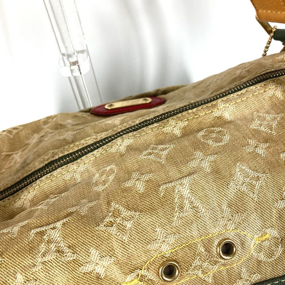 LOUIS VUITTON M95771 Monogram Fleurage Squirrel Shoulder Tote Bag, Boston Bag, Monogram Denim, Unisex, Khaki