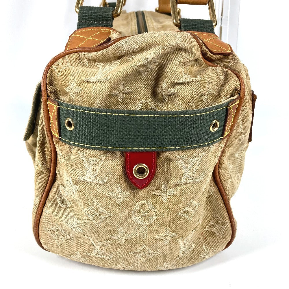 LOUIS VUITTON M95771 Monogram Fleurage Squirrel Shoulder Tote Bag, Boston Bag, Monogram Denim, Unisex, Khaki