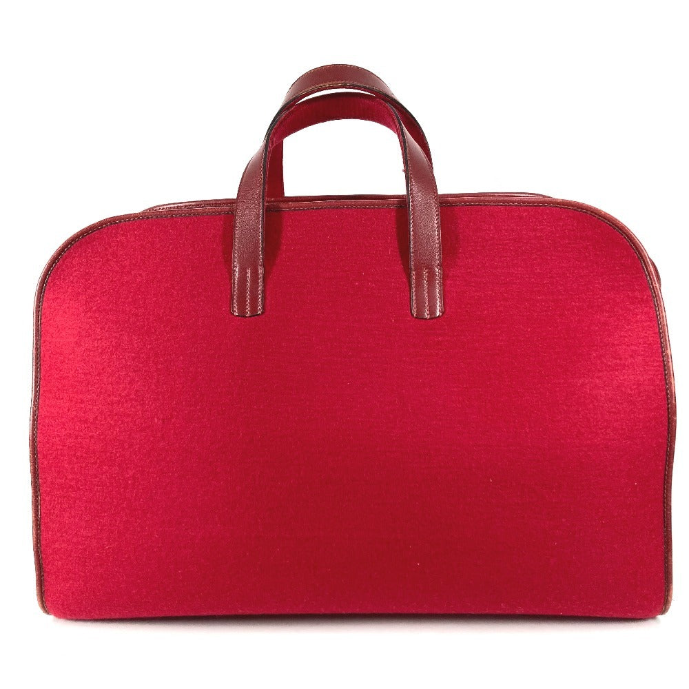 HERMES Hパンチングロゴ フードゥ 旅行バッグ カバン トラベルバッグ　バッグ ボストンバッグ フェルト ユニセックス レッド